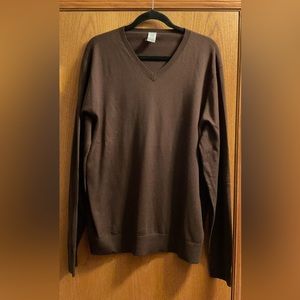 Men’s Gap Lightweight Brown Long Sleeve V-Neck Sweater. Silk, Nylon, Cotton